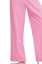 Zenana Fleece Exposed Seam Wide Leg Sweatpants