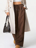 Wide Leg Corduroy Drawstring Pants