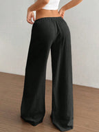 Wide Leg Drawstring Casual Pants