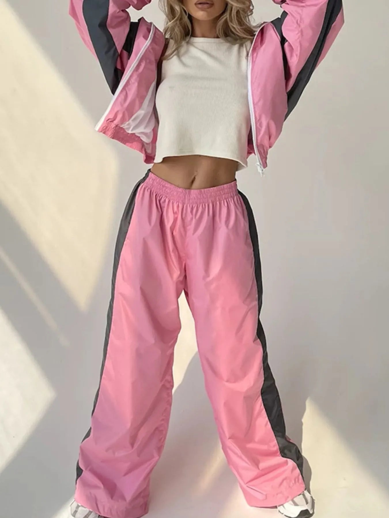 Zip Up Long Sleeve Top and Pants Set