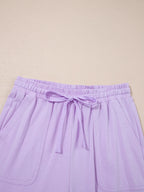 Mineral Wash Casual Round Neck Tank and Loose Drawstring Pants Set