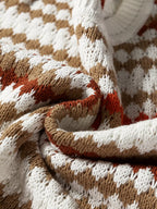 Stripe Eyelet Patterned Drop Shoulder Sweater