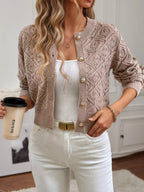 Long Sleeve Button-Up Cropped Cardigan