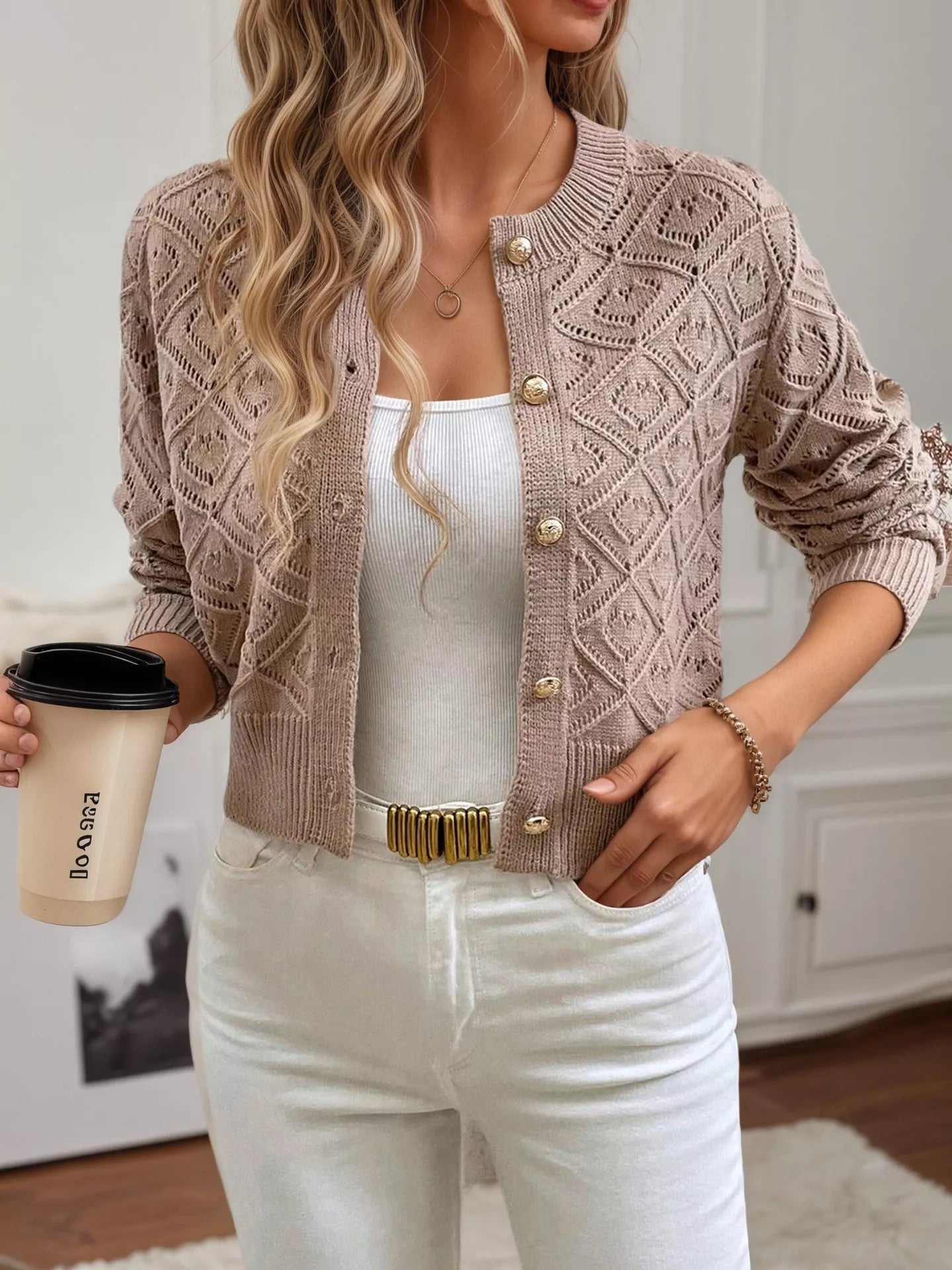 Long Sleeve Button-Up Cropped Cardigan