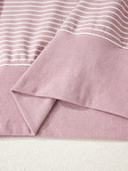 Stripe Thumbhole Side Slits Drop Shoulder Loose Fit Hoodie