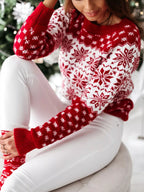 Snowflake Pattern Long Sleeve Sweater