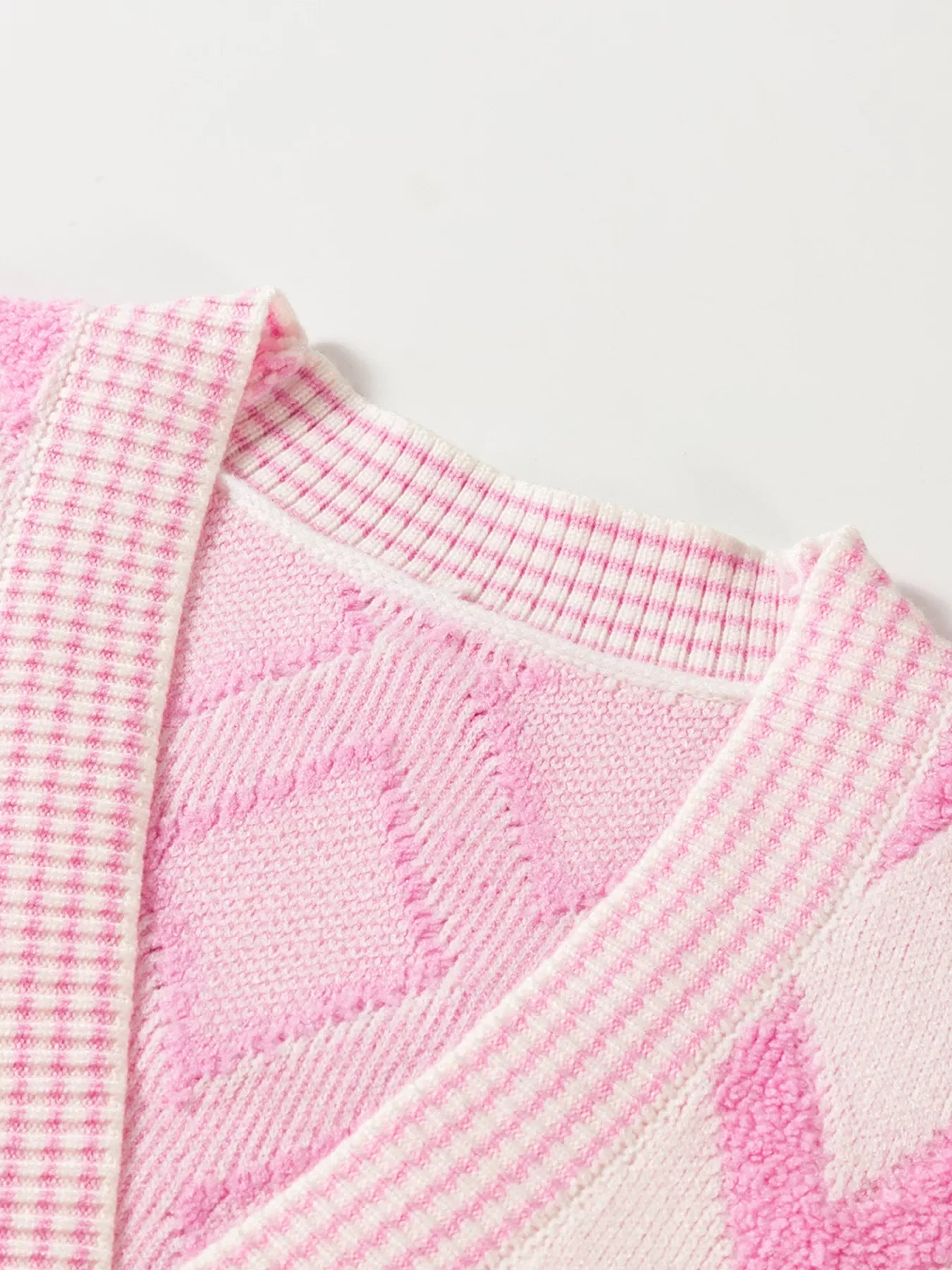 Rhombus Pattern Knit Open Front Pocketed Cardigans