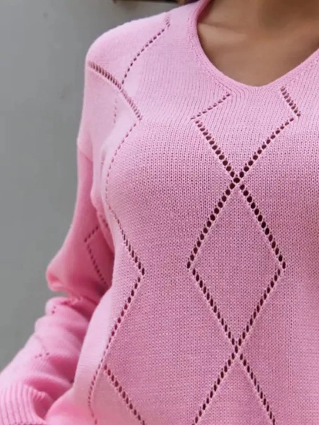 Openwork V-Neck Sweater