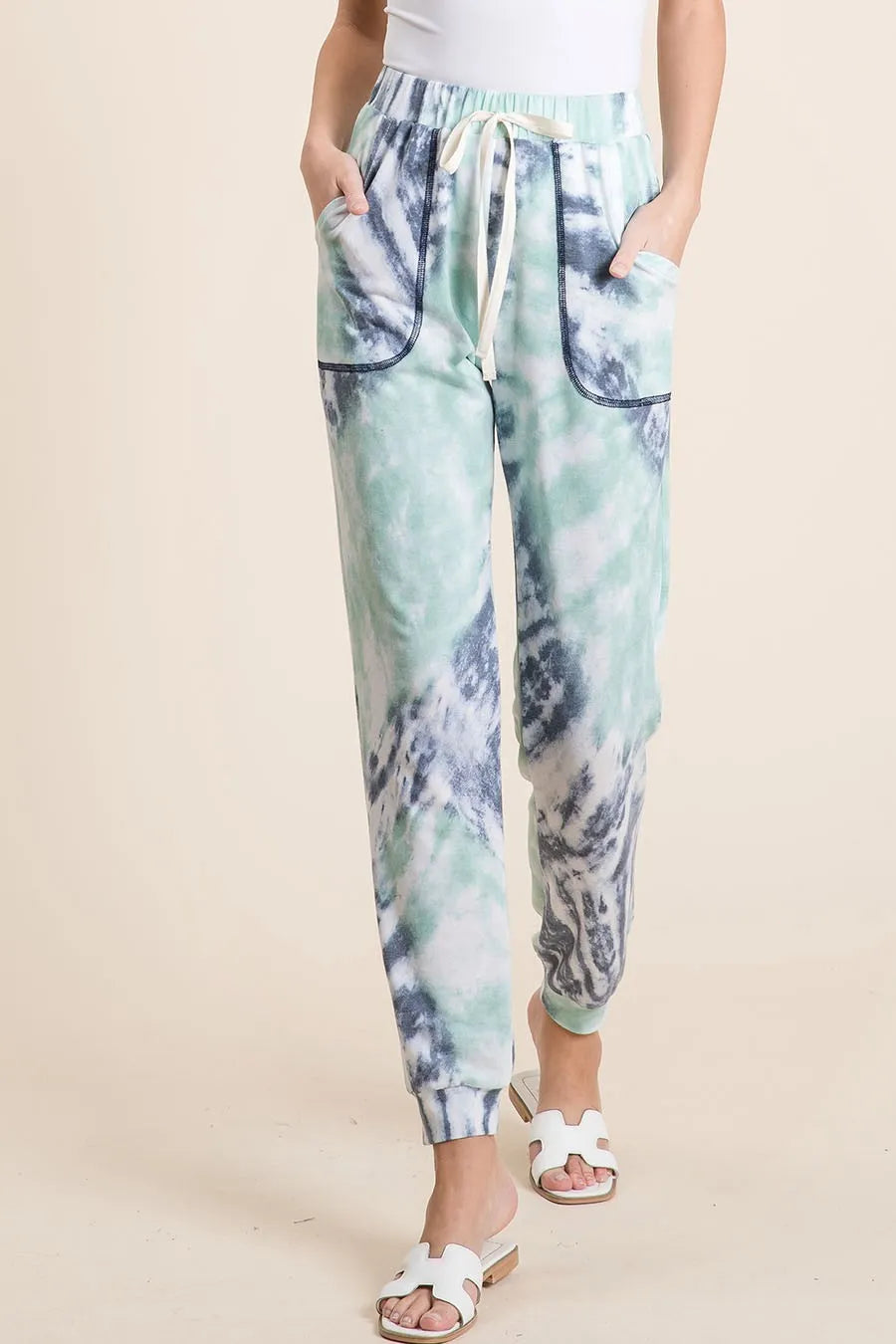 BiBi Tie Dye French Terry Casual Sweat Pants