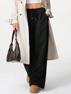 Wide Leg Corduroy Drawstring Pants