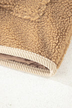 Fleece Corduroy Patchwork Button Up Jacket