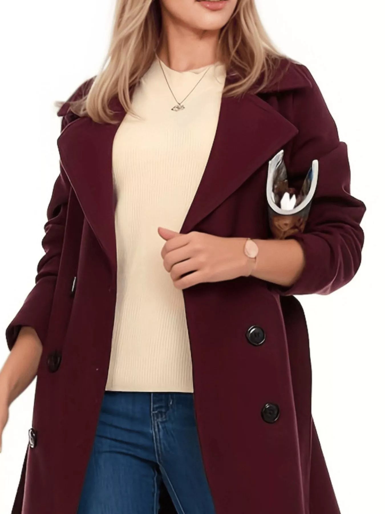 Double Breasted Long Sleeve Coat