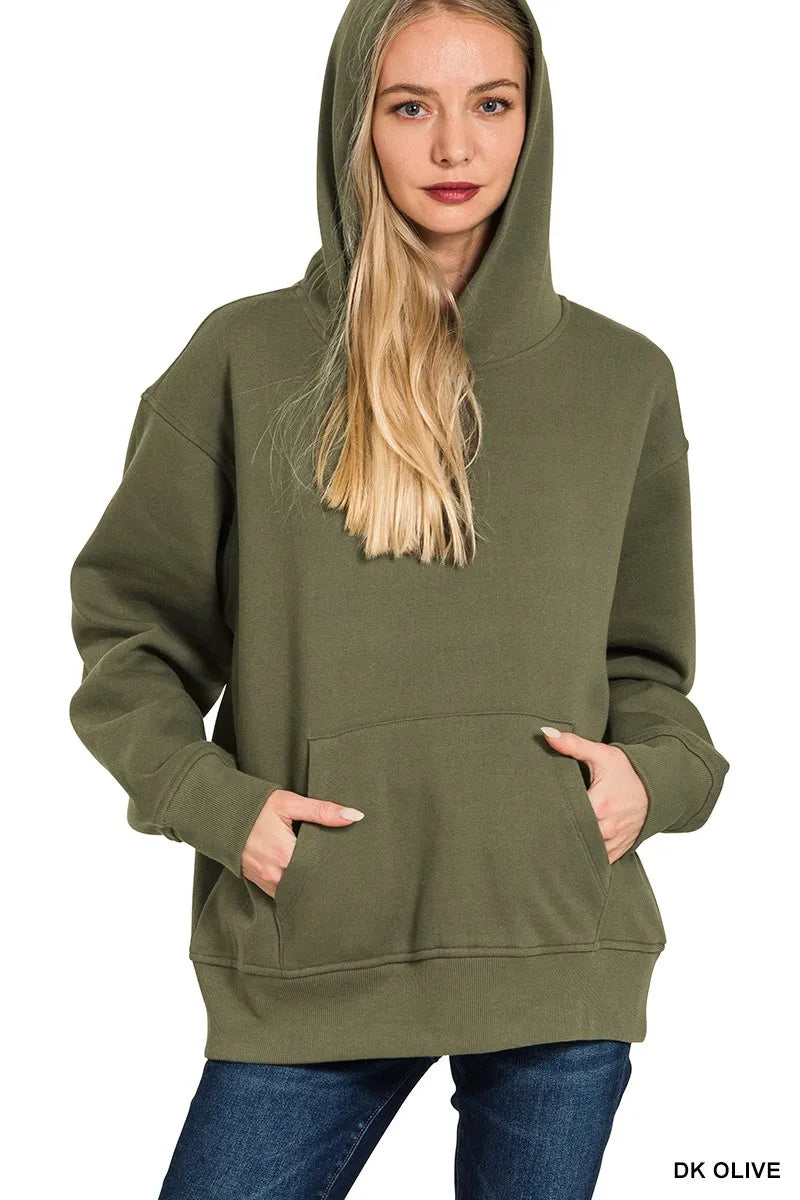 Zenana Fleece Kangaroo Pocket Hoodie