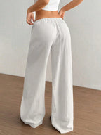 Wide Leg Drawstring Casual Pants