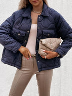 Quilted Snap-Down Casual Jacket