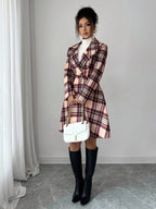 Plaid Button Up Long Sleeve Coat