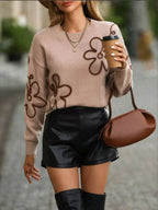 Flower Dropped Shoulder Sweater