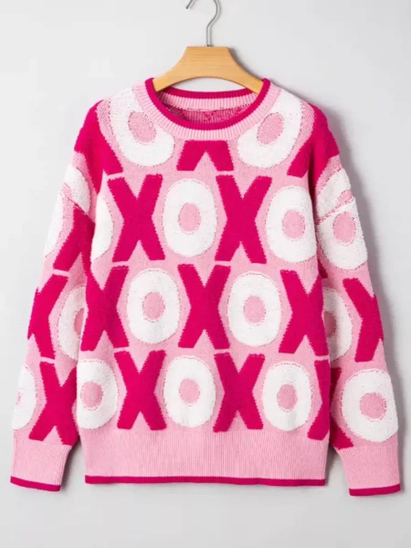 XOXO Pattern Round Neck Sweater