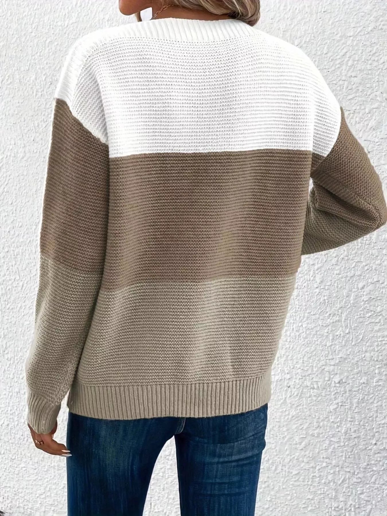 Color Block Long Sleeve Sweater