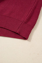 Ribbed Knit Ribbon Knot Backless Drop Shoulder Sweater