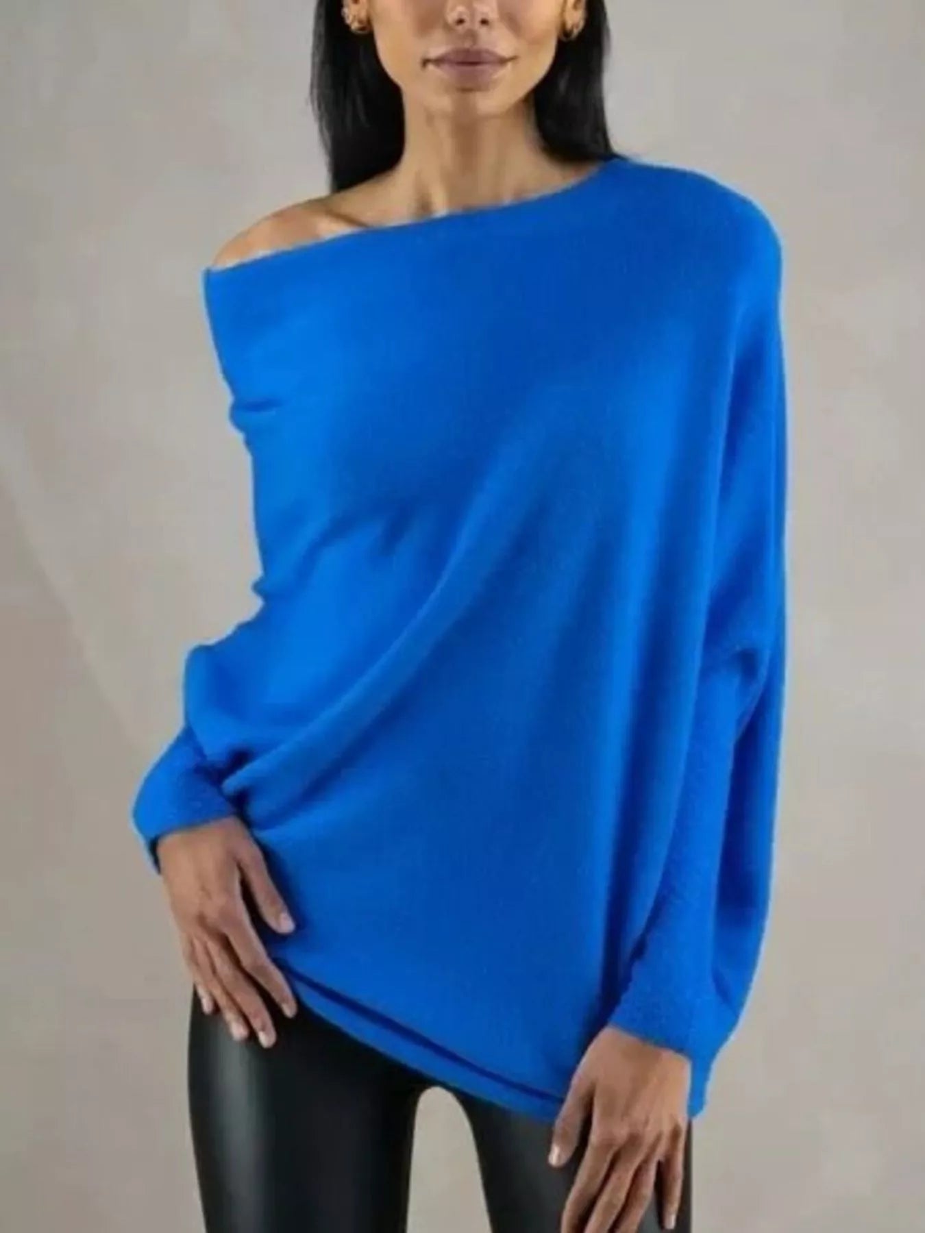 Boat Neck Long Sleeve Sweater