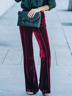 High-Waisted Wide Leg Velvet Pants