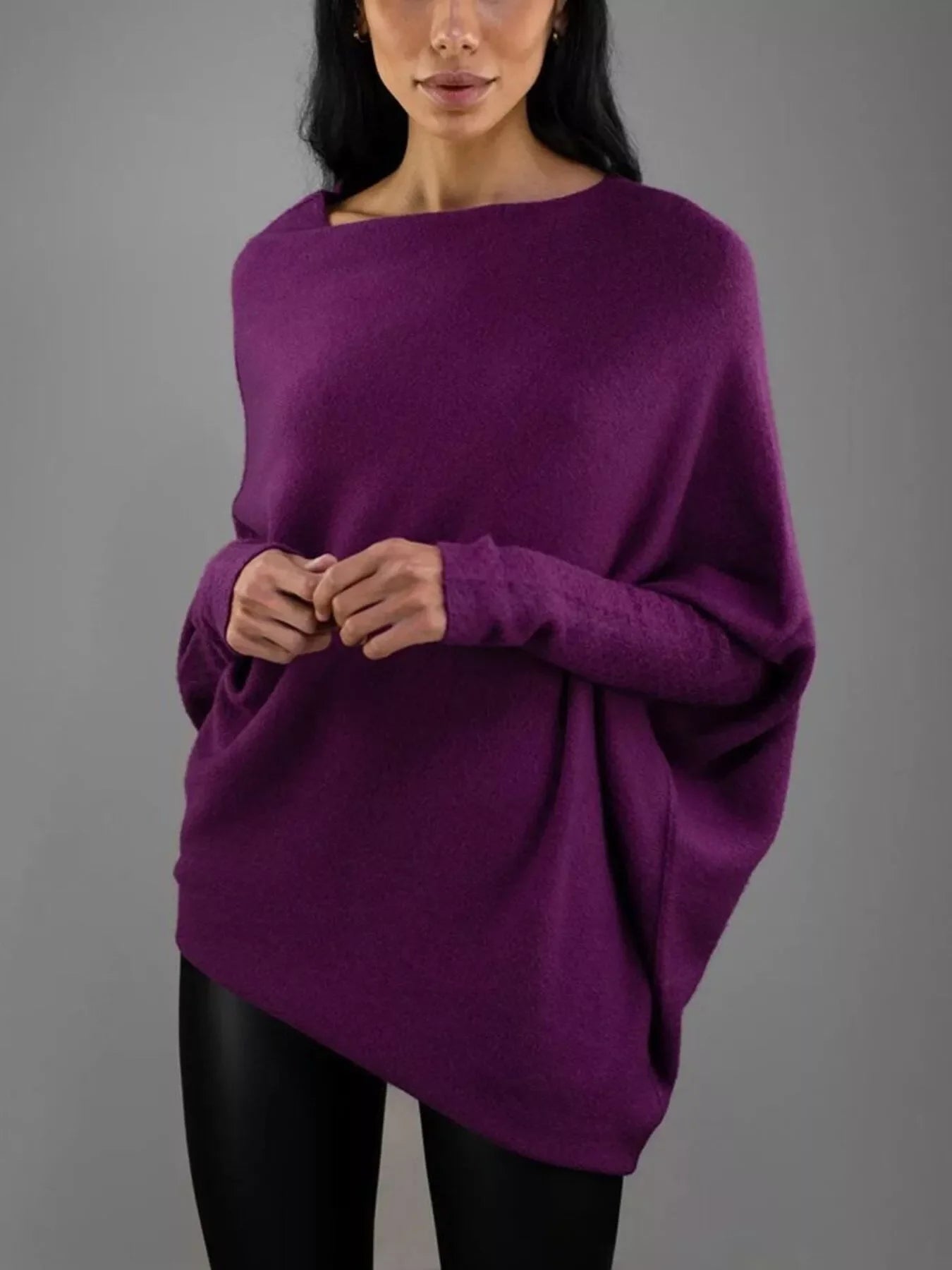 Boat Neck Long Sleeve Sweater