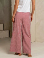 Gingham Print Wide Leg Casual Pants