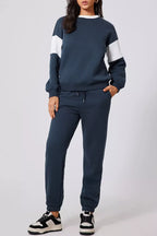 Drop Shoulder Loose Sweatshirt and Joggers Active Set