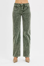 RISEN Tummy Control Mid Rise Straight Leg Corduroy Pants