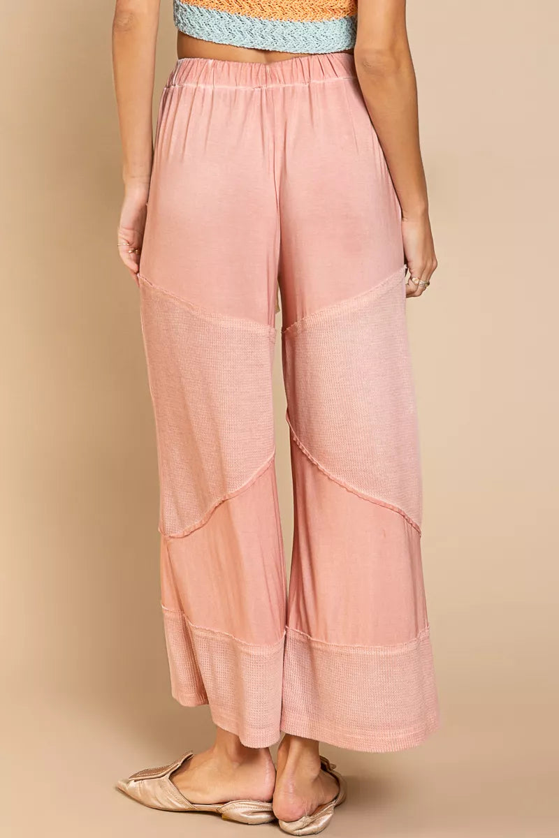 POL Elastic Waistband Wide Leg Pants with Drawstring
