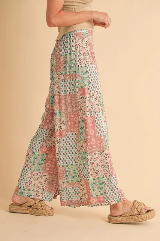 Aemi+Co Printed Wide Leg Pants
