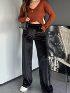 Velvet Wide Leg Pants