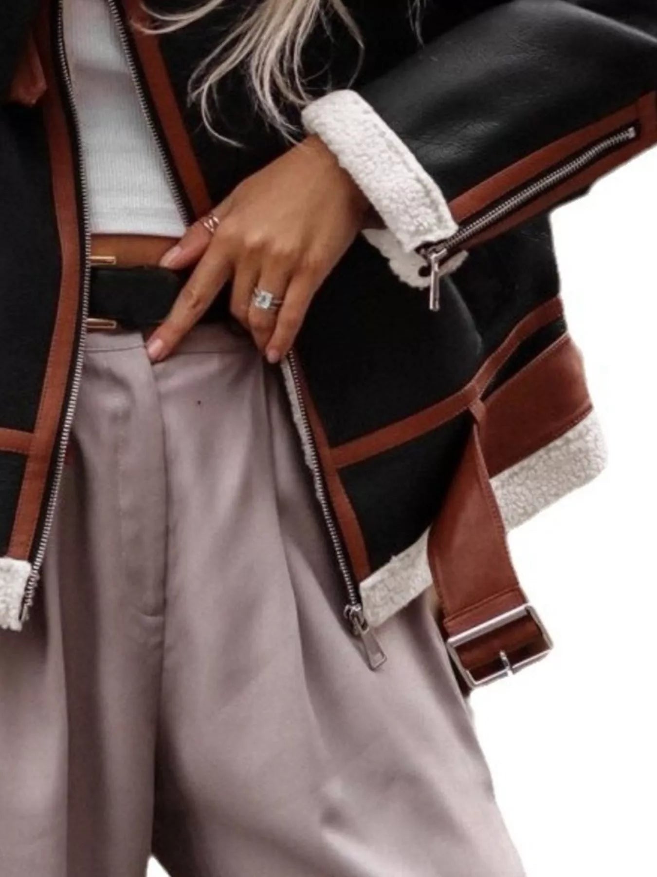 Shearling Lined Zip Up Jacket