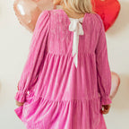 Dahlia Flounce Sleeve Tiered Ruffled Velvet Mini Dress