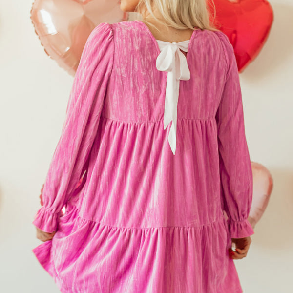 Dahlia Flounce Sleeve Tiered Ruffled Velvet Mini Dress