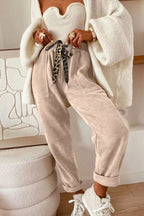 Leopard Drawstring Loose Fit Pants