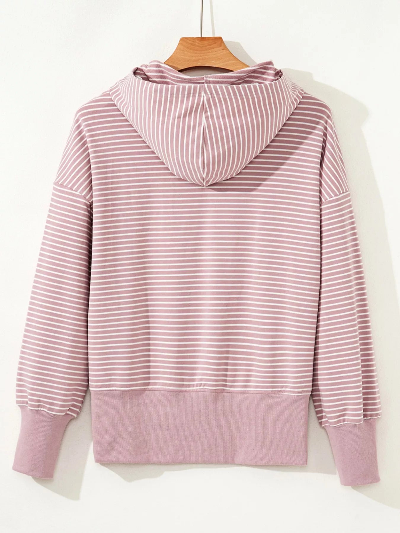 Stripe Thumbhole Side Slits Drop Shoulder Loose Fit Hoodie