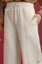 Umgee Cable Knit Textured Wide Leg Pants