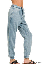 Zenana Acid Wash Fleece Sweatpants with Pockets