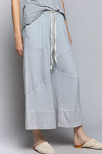 POL Elastic Waistband Wide Leg Pants with Drawstring