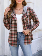 Hooded Plaid Button-Up Shacket