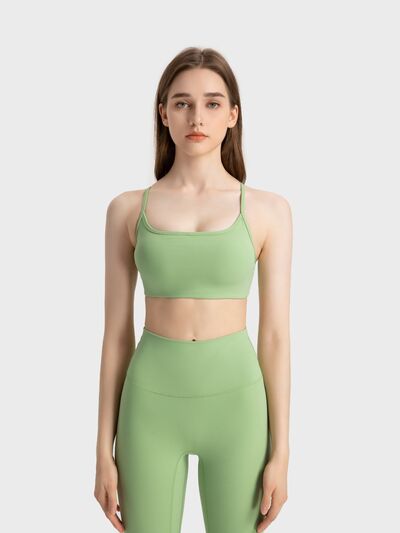 Millennia Crisscross Back Scoop Neck Active Cami with Detachable Chest Pads