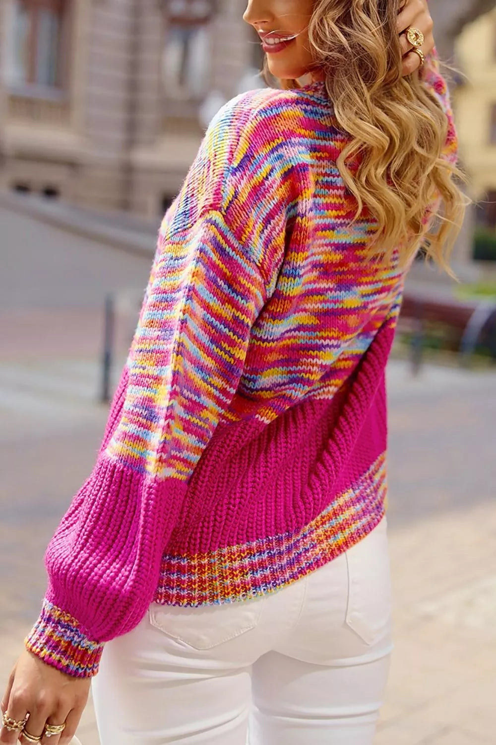 Colorful Knit Crew Neck Sweater