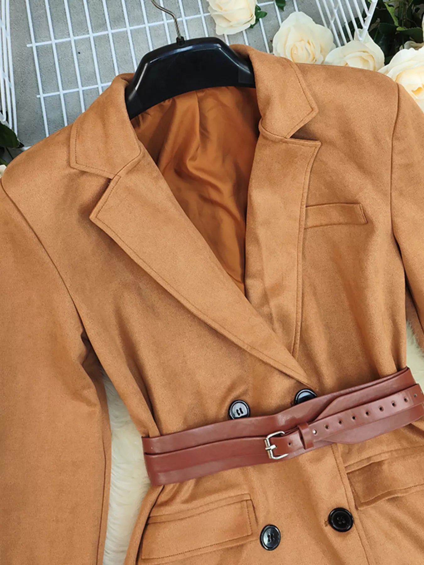 Double-Breasted Lapel Collar Blazer