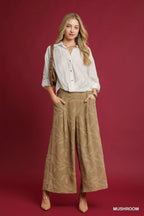 Umgee Jacquard Wide-Leg Pants