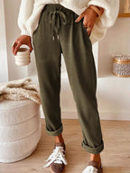 Casual Corduroy Drawstring Waist Pants