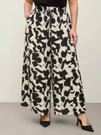 Plus Size Abstract Print Wide Leg Pants