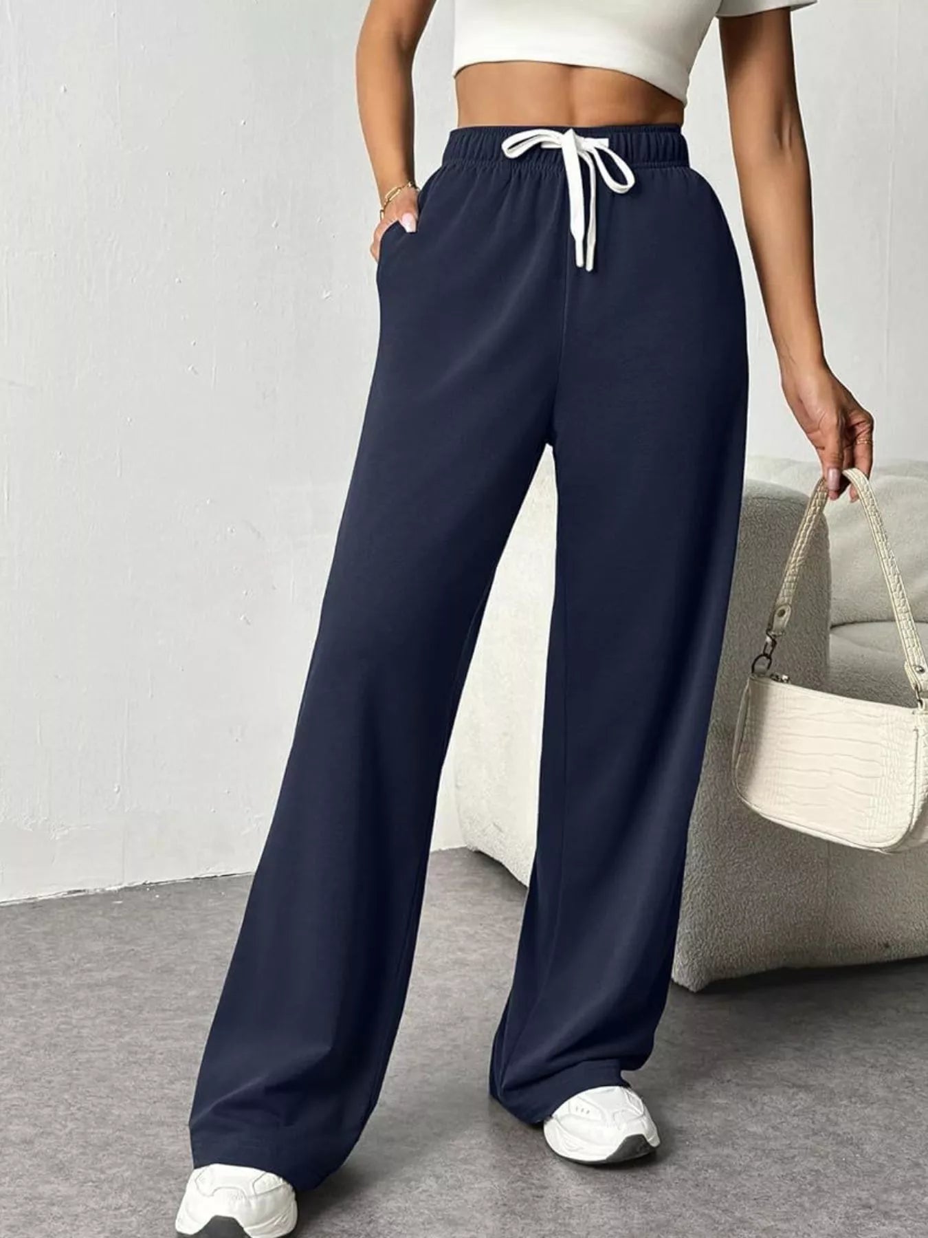 Drawstring Wide Leg Pants