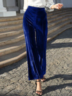 High-Waisted Wide Leg Velvet Pants